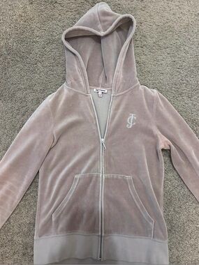 Juicy Couture Girls' Velour Zip-Up Hoodie - beige/brown